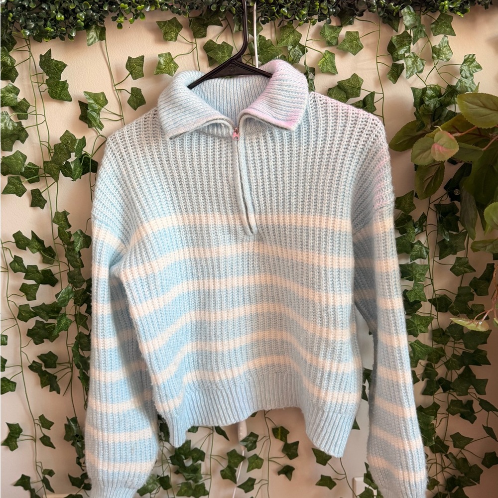Striped Blue and White Women's Sweater